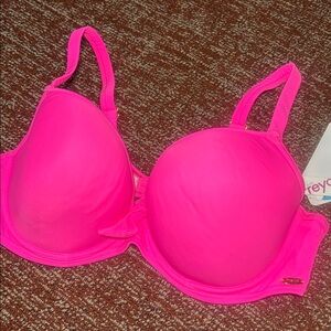 Freya Deco swim neon hot pink bow front padded supportive bikini top 38DD